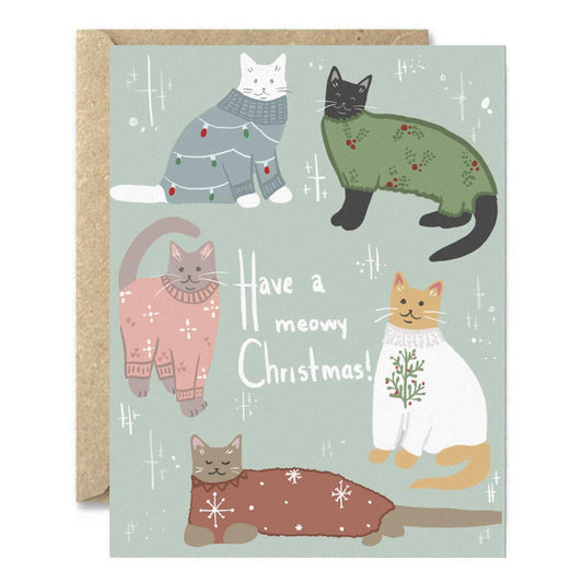 Cozy Sweater Cats - Holiday Cat Christmas Card - The Regal Find