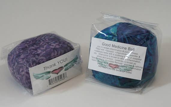 MASSAGE BALL stress relief, Good Medicine Ball, hot/cold: Reds / Essential Oil Blend