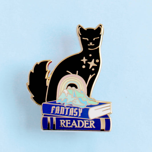 Fantasy Reader Cat Enamel Pin