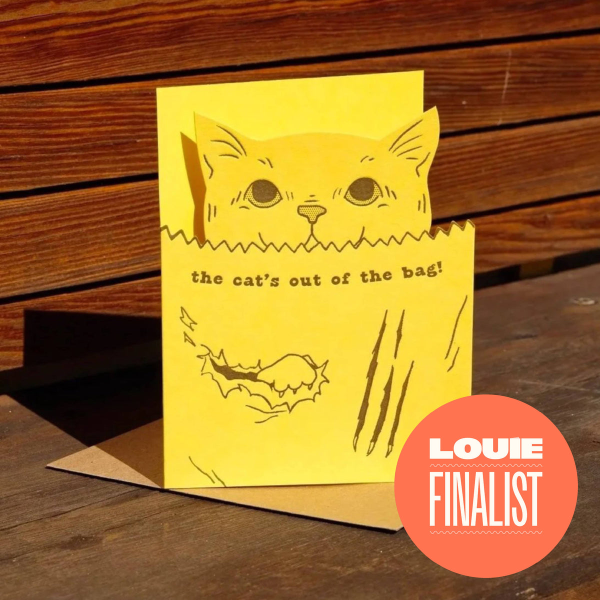 Cats Out of the Bag Letterpress Greeting Card