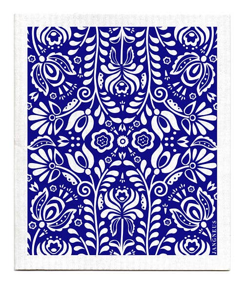 Swedish Dishcloth - Scandi Bloom - Blue: Blue