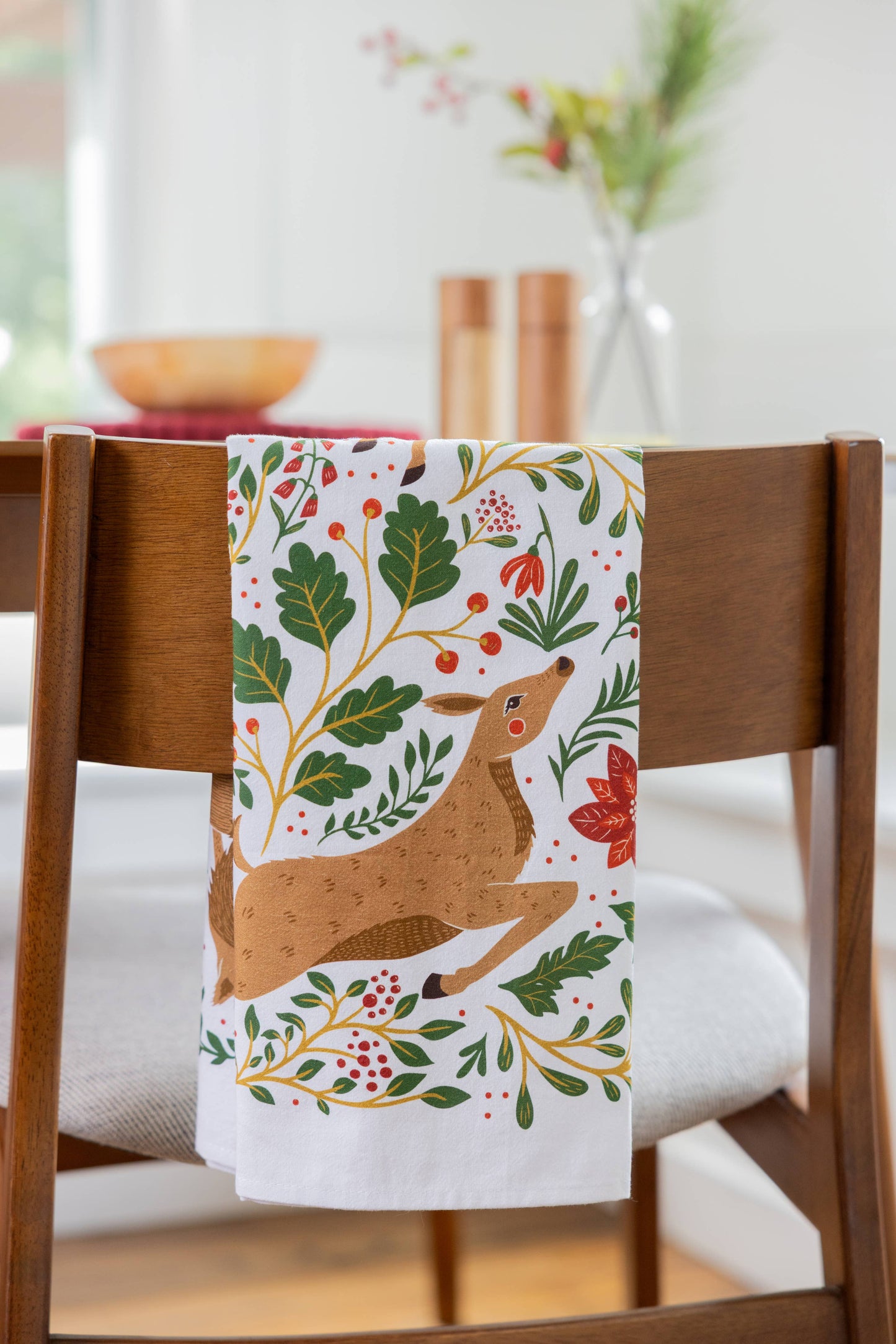 Christmas Forest Tea Towel - Woodland Holiday Kitchen Towel