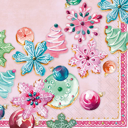 Sugar And Cookies Rose Christmas Paper Lunch Napkins