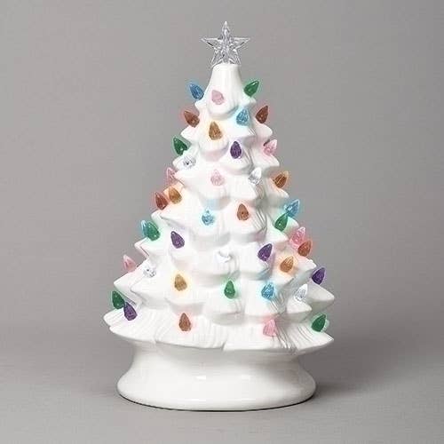 Lighted Vintage White Tree; Color Bulbs