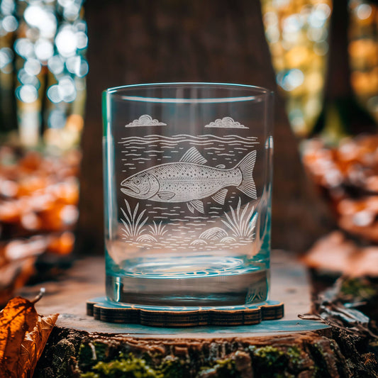 Trout Drinking Glasses: Old Fashioned ~ 12 oz