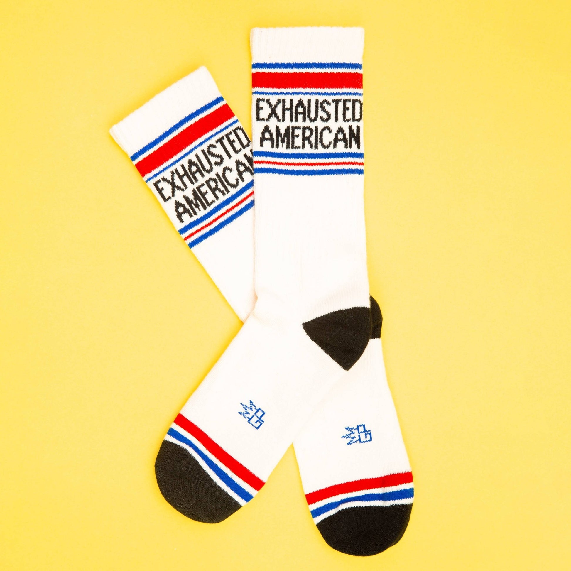 Exhausted American Gym Crew Socks - The Regal Find