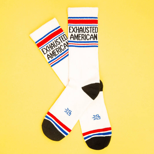 Exhausted American Gym Crew Socks - The Regal Find