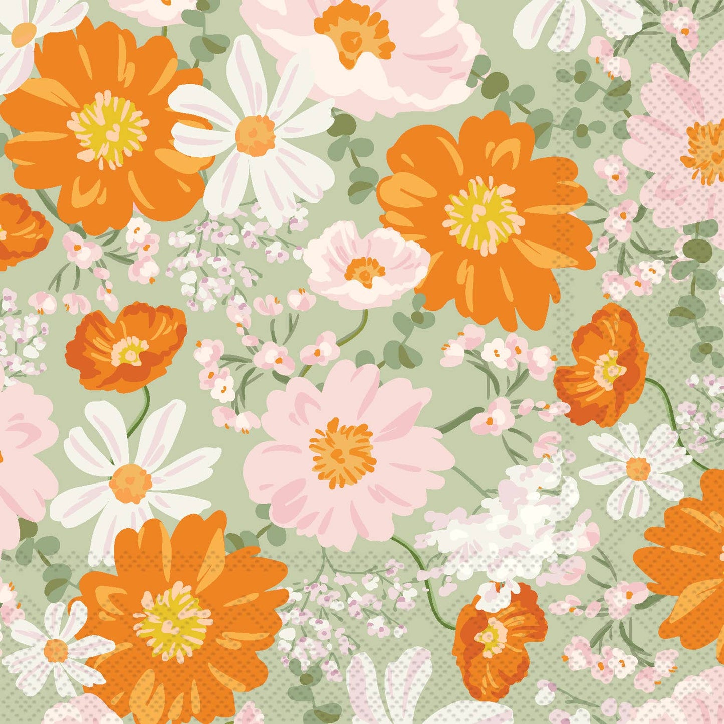 Paper Cocktail Napkins 20 Ct Bouquet Beauty Sage