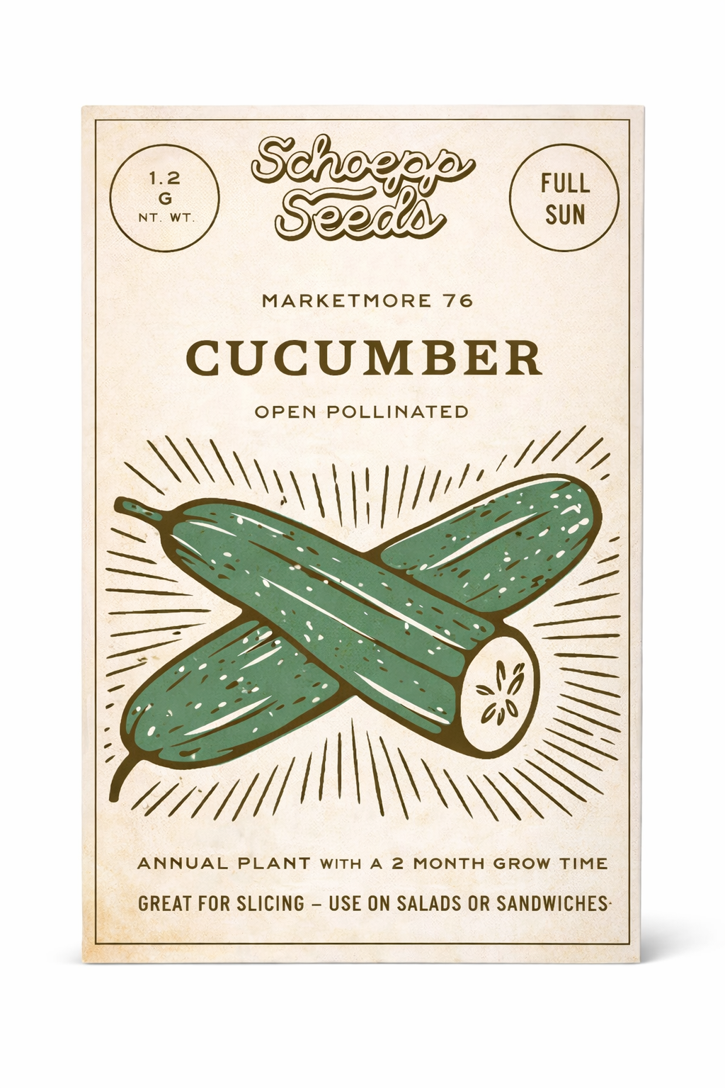 Cucumber, Heirloom Garden Seed Packets: Green