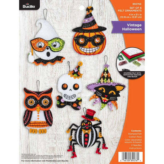 Bucilla Vintage Halloween Felt Ornaments Kit - Set of 6
