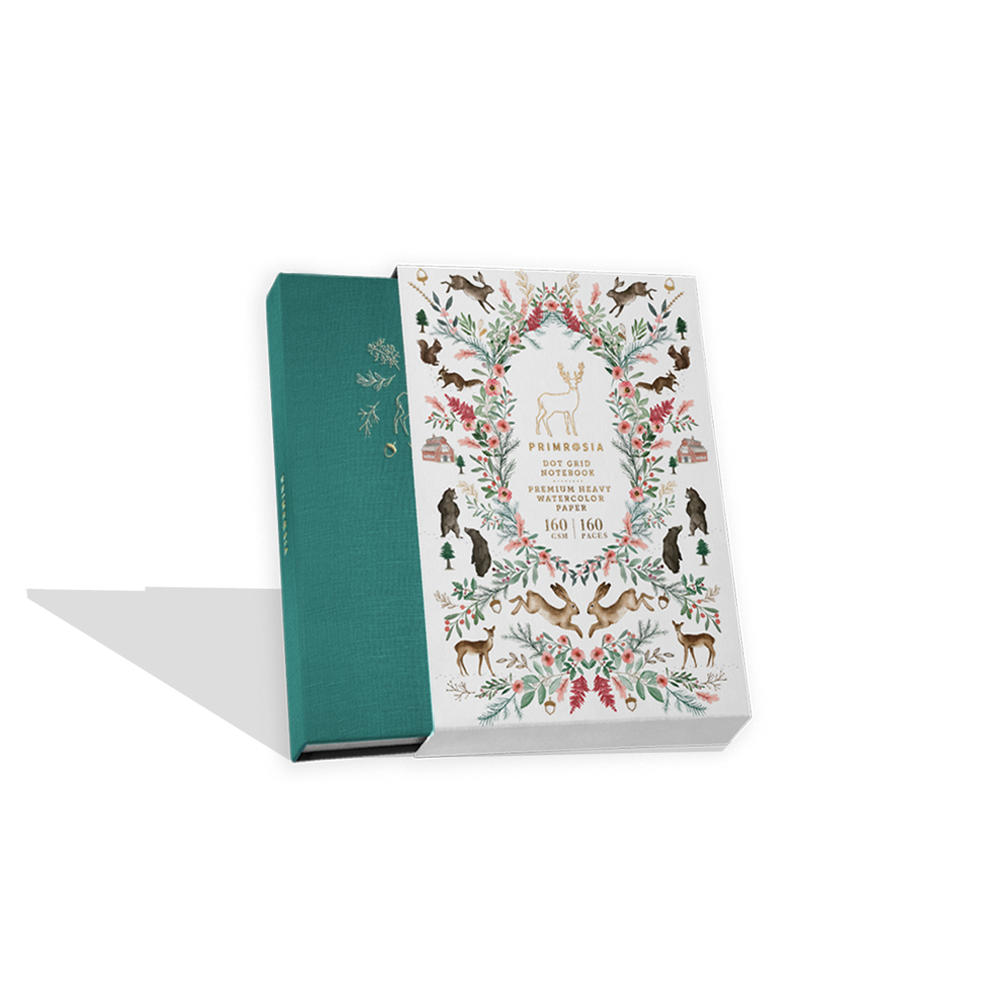 'Deer' Woodlands Teal  – Watercolor Dot Grid A5