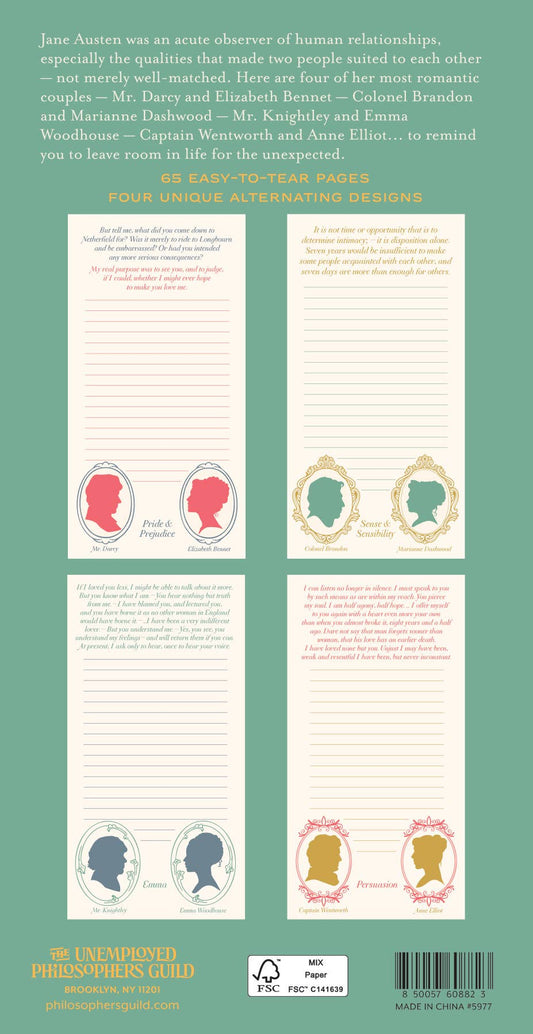 Jane Austen Lovers Notepad