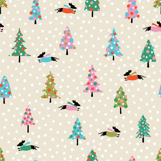 Dachshund In The Snow Flannel: Cream