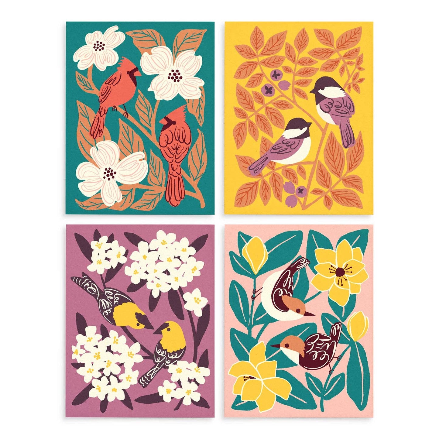 Birds & Botanicals Greeting Card Set: Original Art, Set of 8: Set of 8