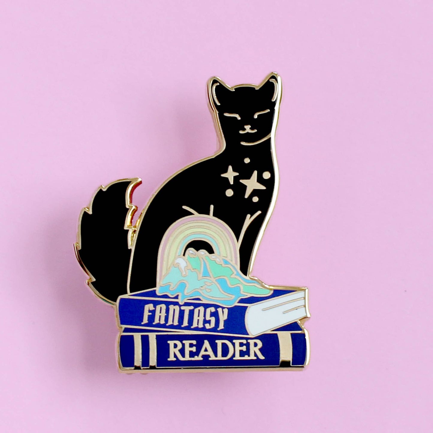 Fantasy Reader Cat Enamel Pin