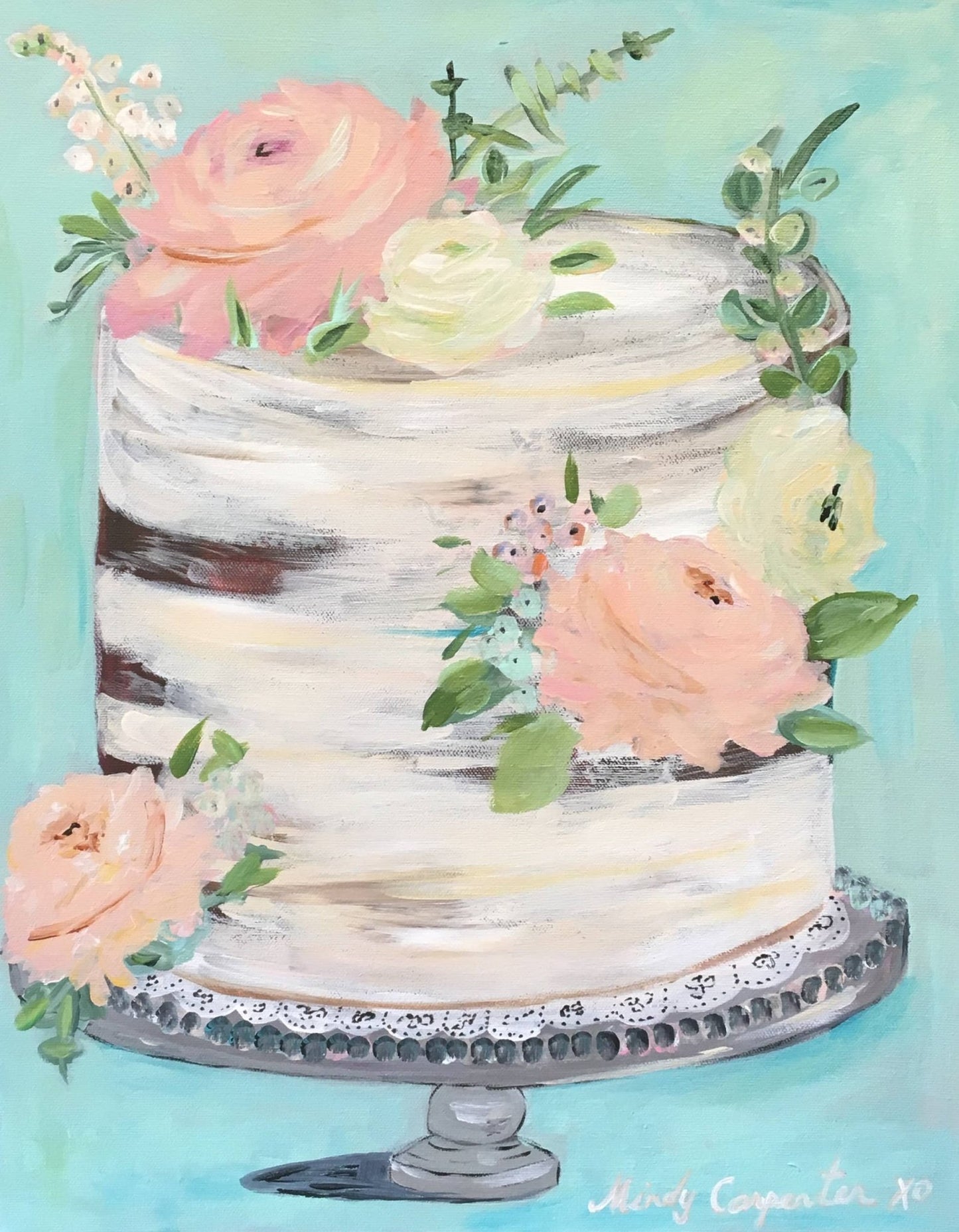 Fancy Floral Cake Greeting Card - The Regal Find