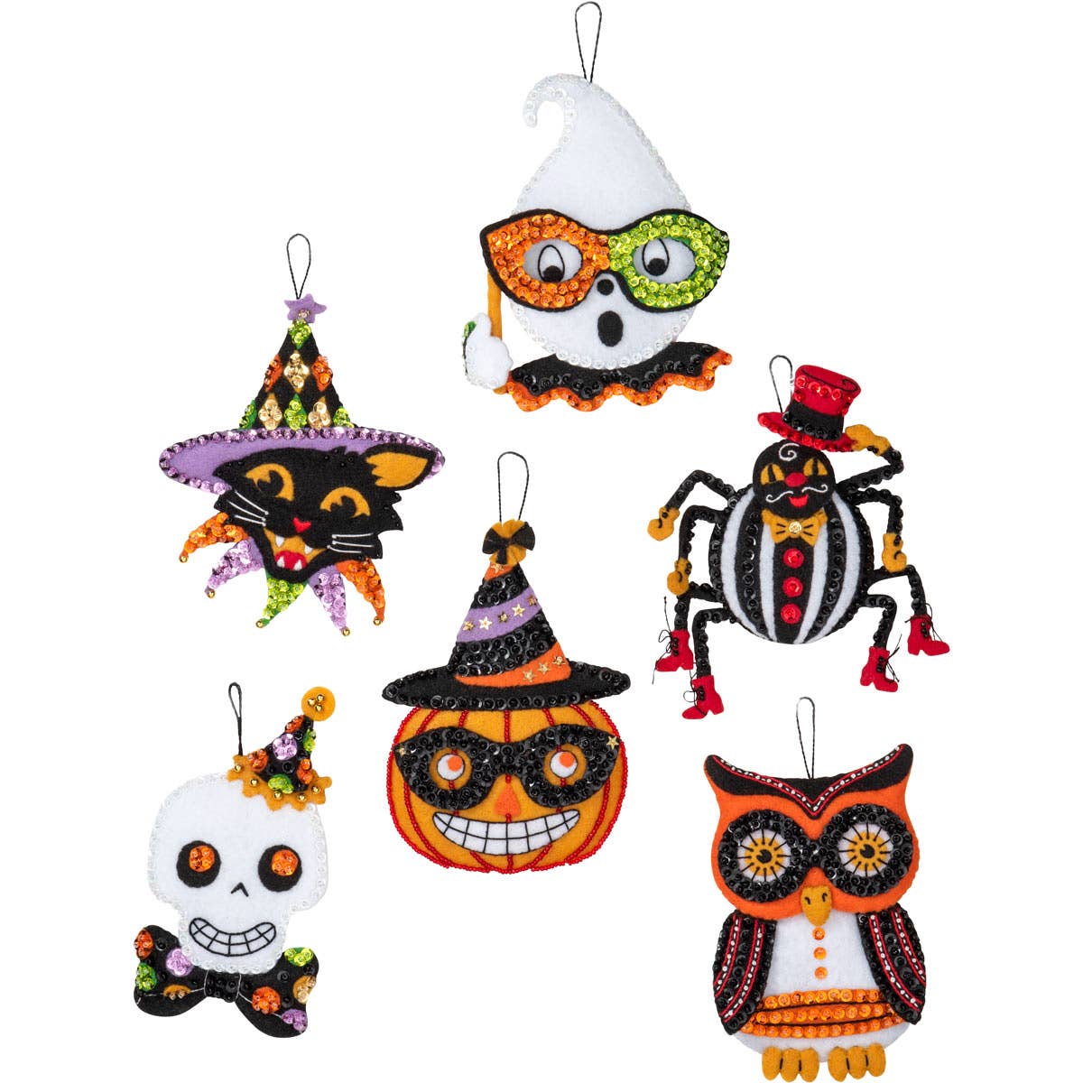 Bucilla Vintage Halloween Felt Ornaments Kit - Set of 6