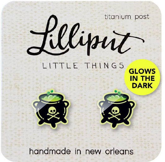 Glow in the Dark Cauldron Earrings