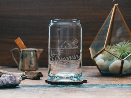 Wisconsin State Drinking Glasses: Beer Can ~ 16 oz