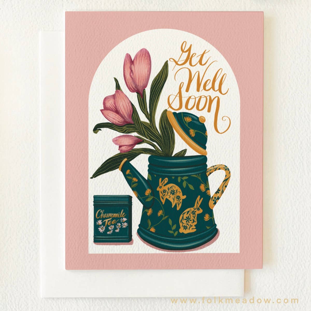 Get Well Soon Tulips & Tea Greeting Card - The Regal Find