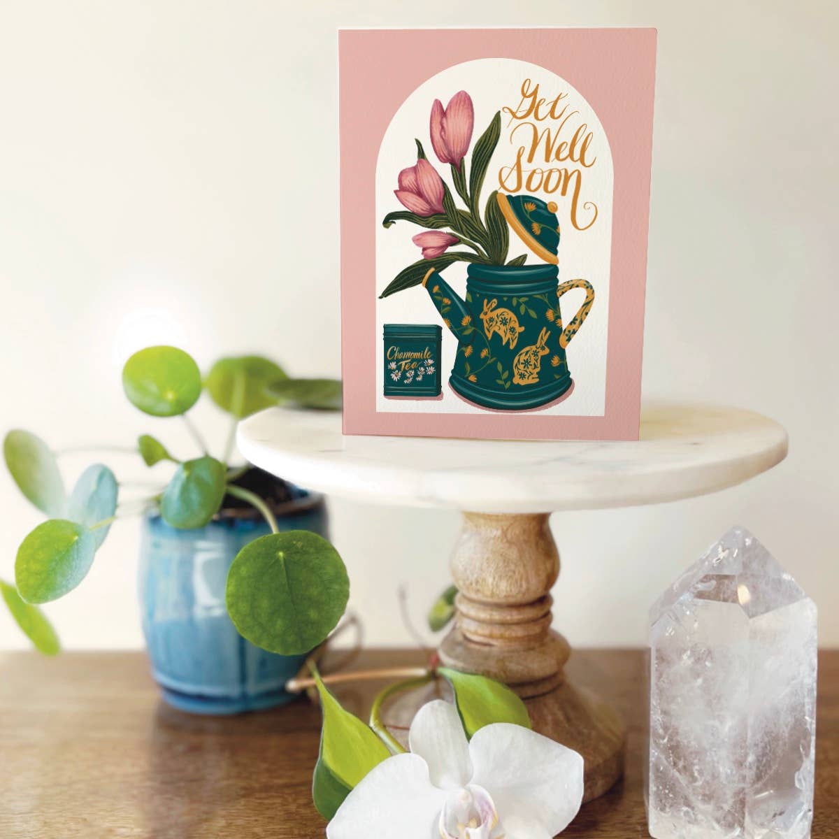 Get Well Soon Tulips & Tea Greeting Card - The Regal Find