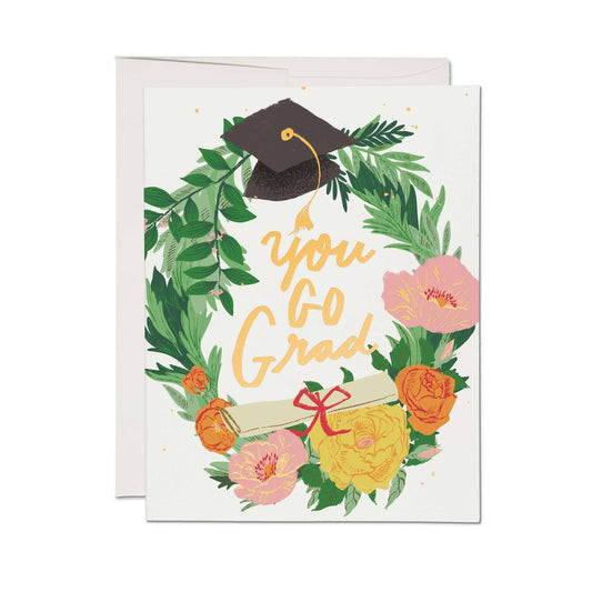 Graduation Wreath greeting card: Single - The Regal Find
