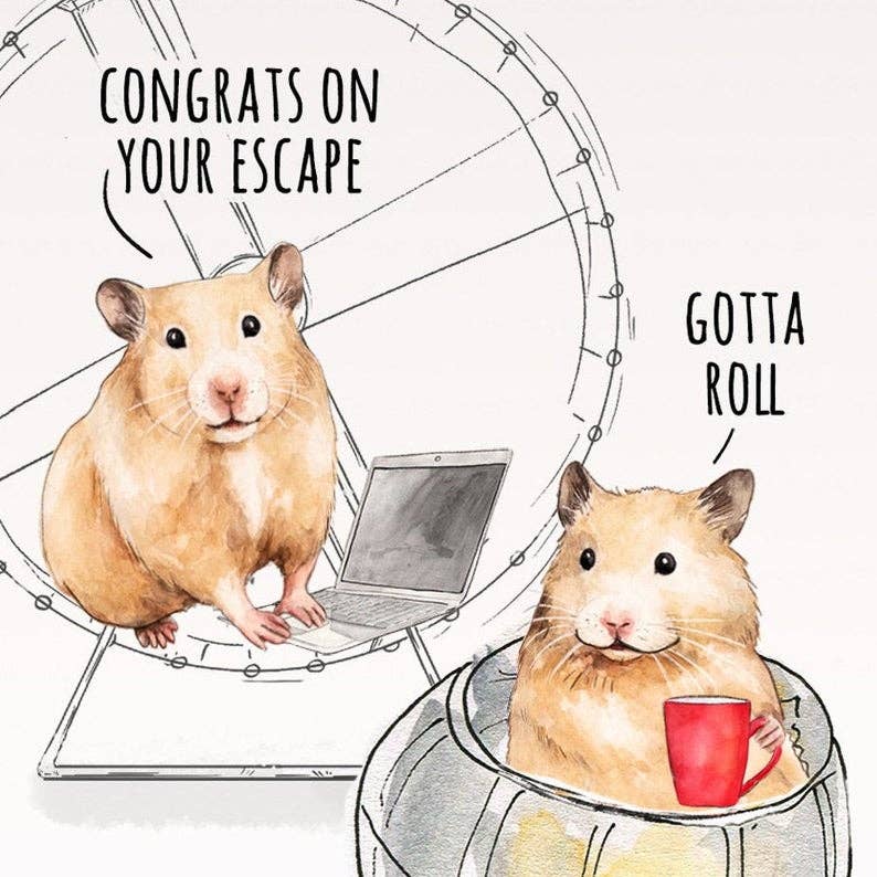 Hamster Retirement - Funny Goodbye Card - The Regal Find