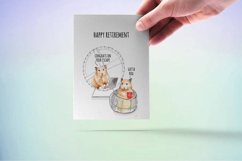 Hamster Retirement - Funny Goodbye Card - The Regal Find