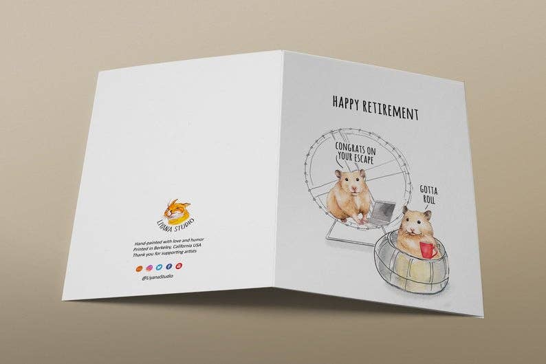 Hamster Retirement - Funny Goodbye Card - The Regal Find