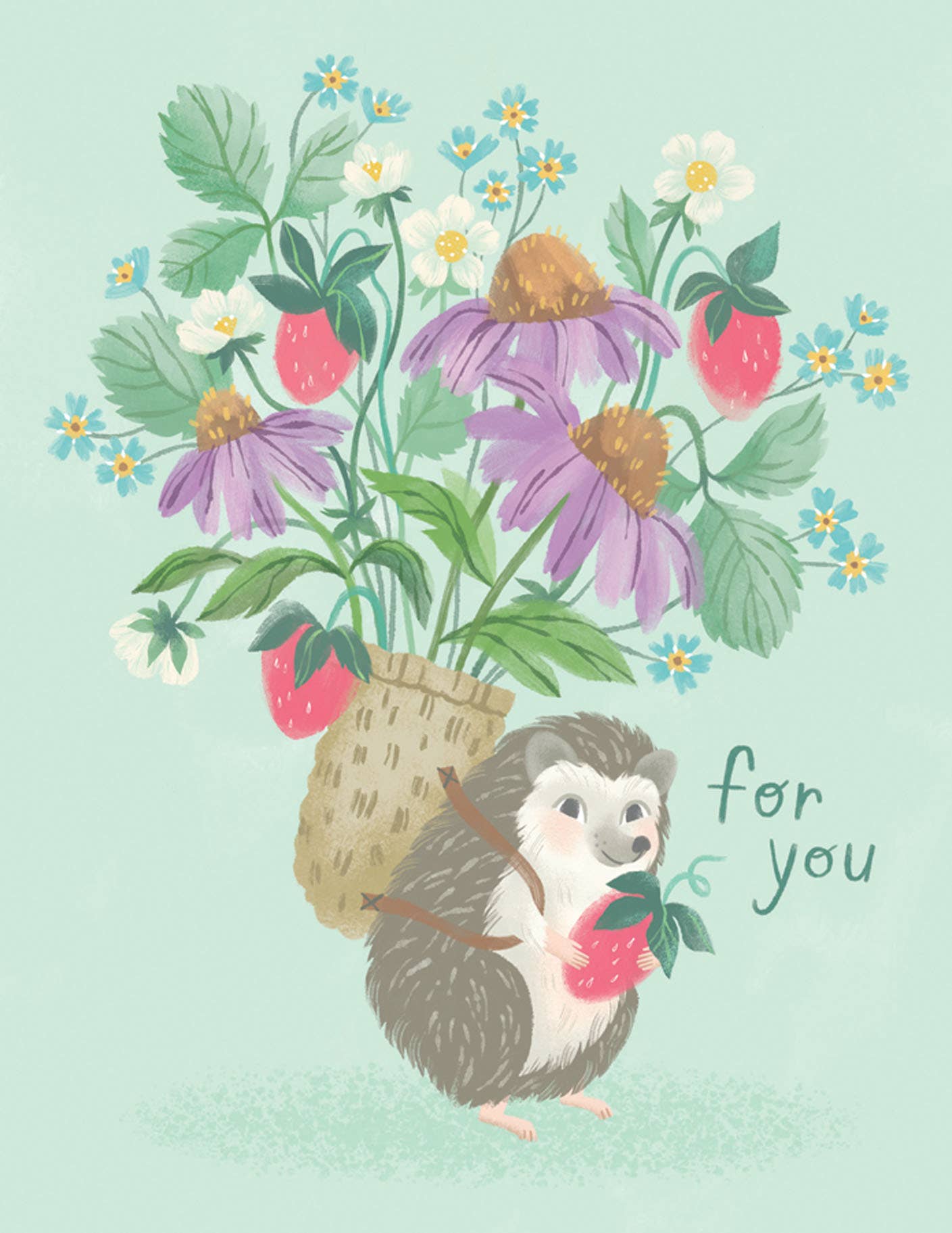 Hedgehog Floral Birthday Card: Card with Envelope and Cello Jacket - The Regal Find