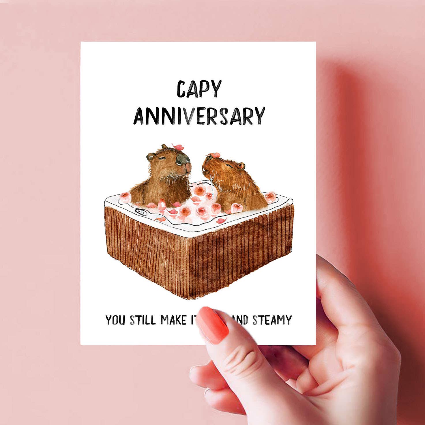 Hot Tub Capybara - Funny Anniversary Card - The Regal Find