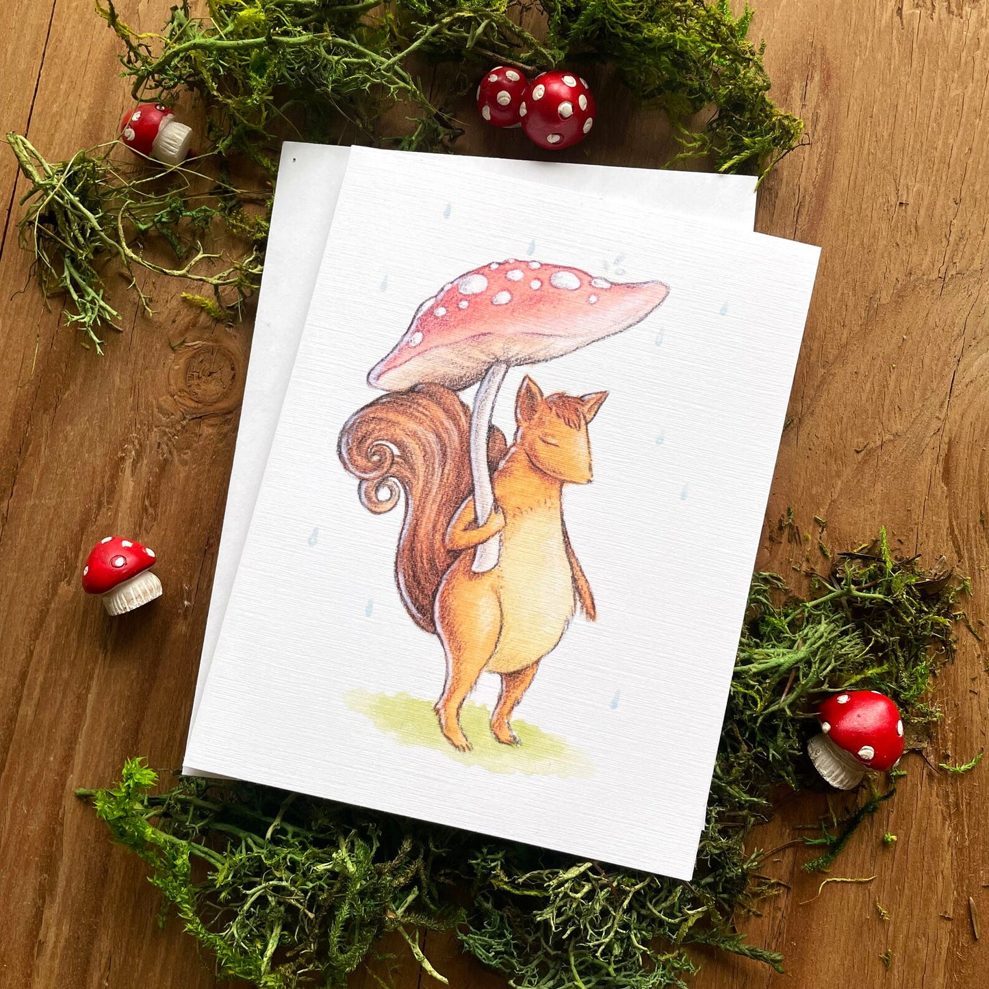 Mushroom Squirrel Greeting Card