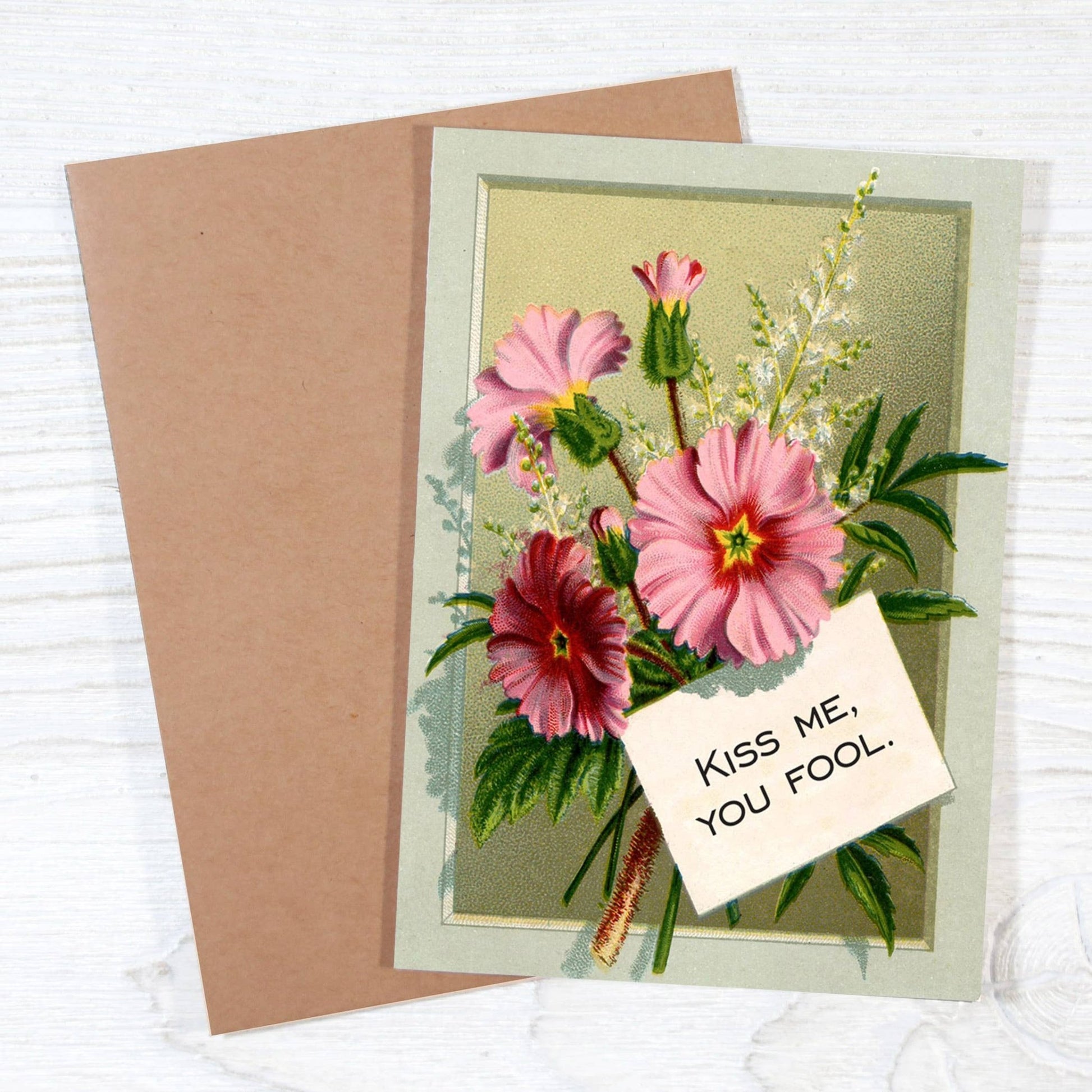 Kiss Me, You Fool - Vintage Style Relationship Card - The Regal Find