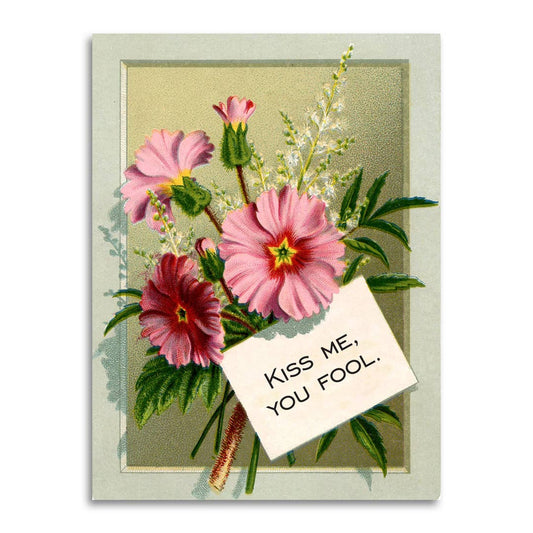Kiss Me, You Fool - Vintage Style Relationship Card - The Regal Find