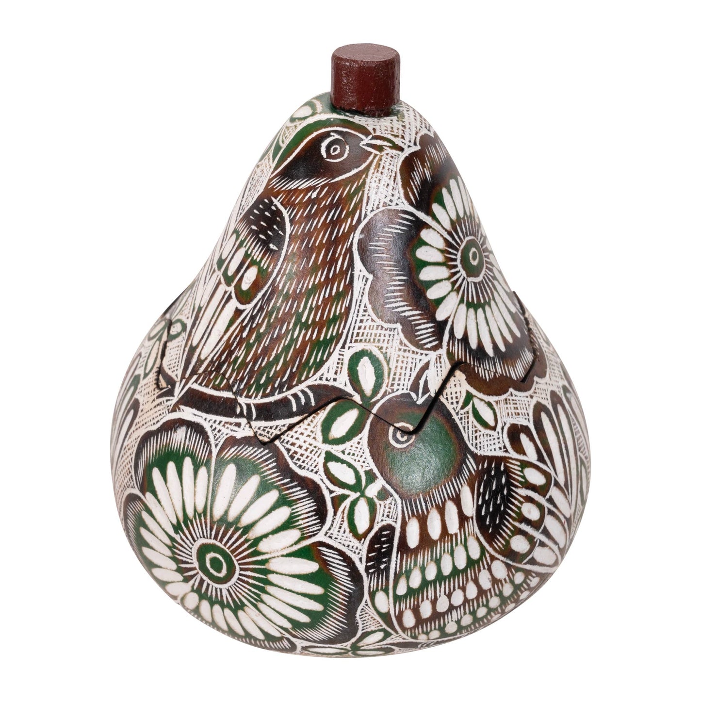 Lace Birds - MIni Carved Gourd Box - Made By Hand - The Regal Find