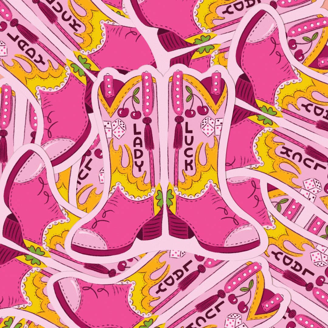 Lady Luck Las Vegas Cowboy Boots Vinyl Sticker - The Regal Find