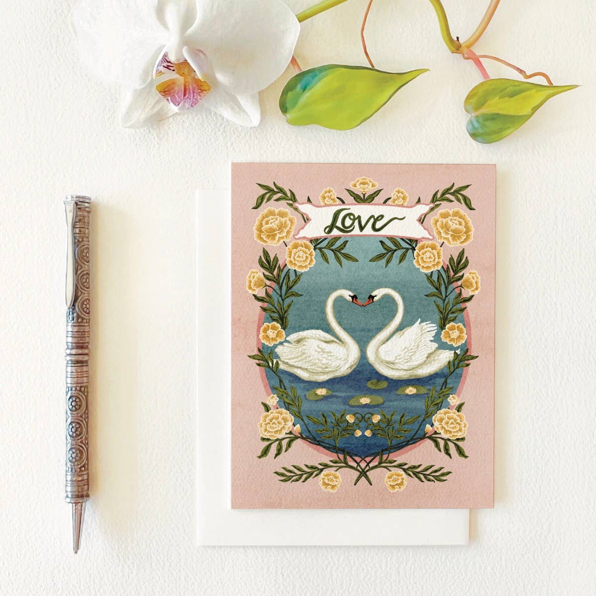 Love Swans Blank Greeting Card  - The Regal Find