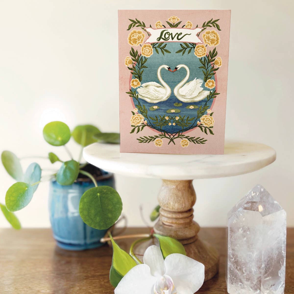 Love Swans Blank Greeting Card  - The Regal Find