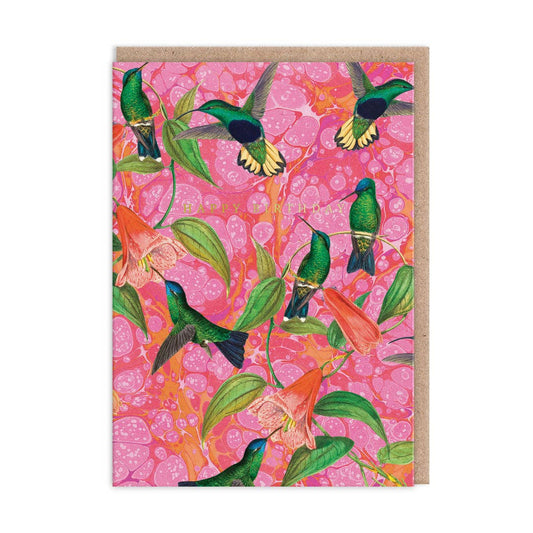 Marble Humming Birds Greeting Card (12048) - The Regal Find