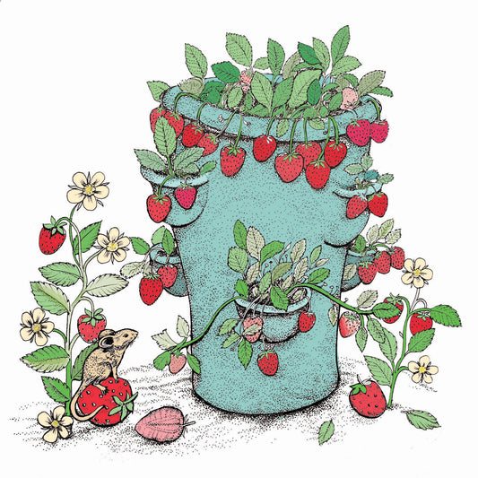Mouse and Strawberries Greeting Card - The Regal Find