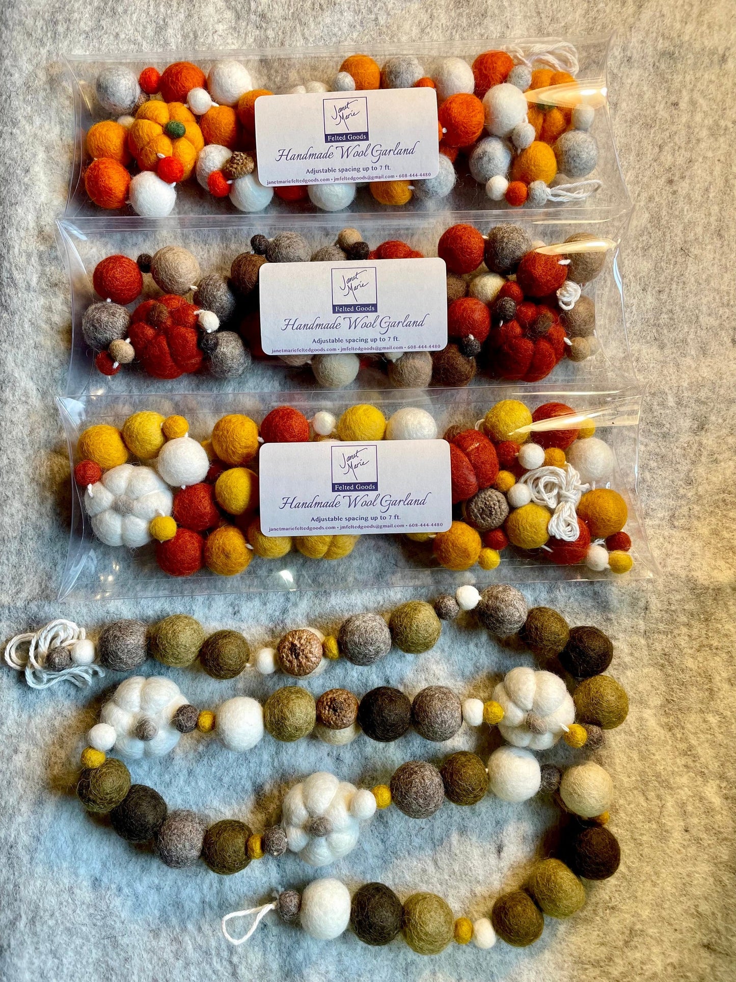 Felted Garland - Pumpkin