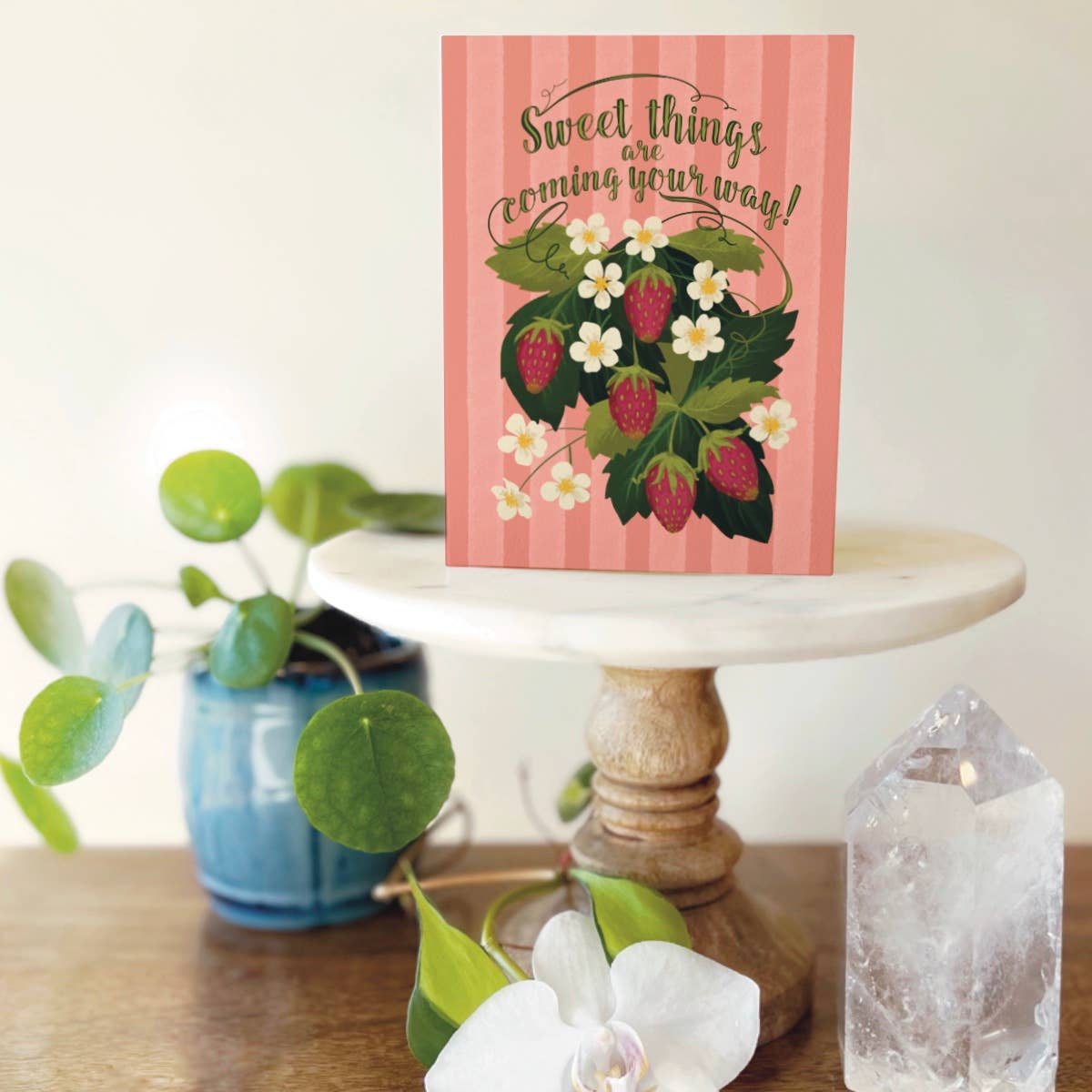 Sweet Things are Coming Strawberries Greeting Card - The Regal Find