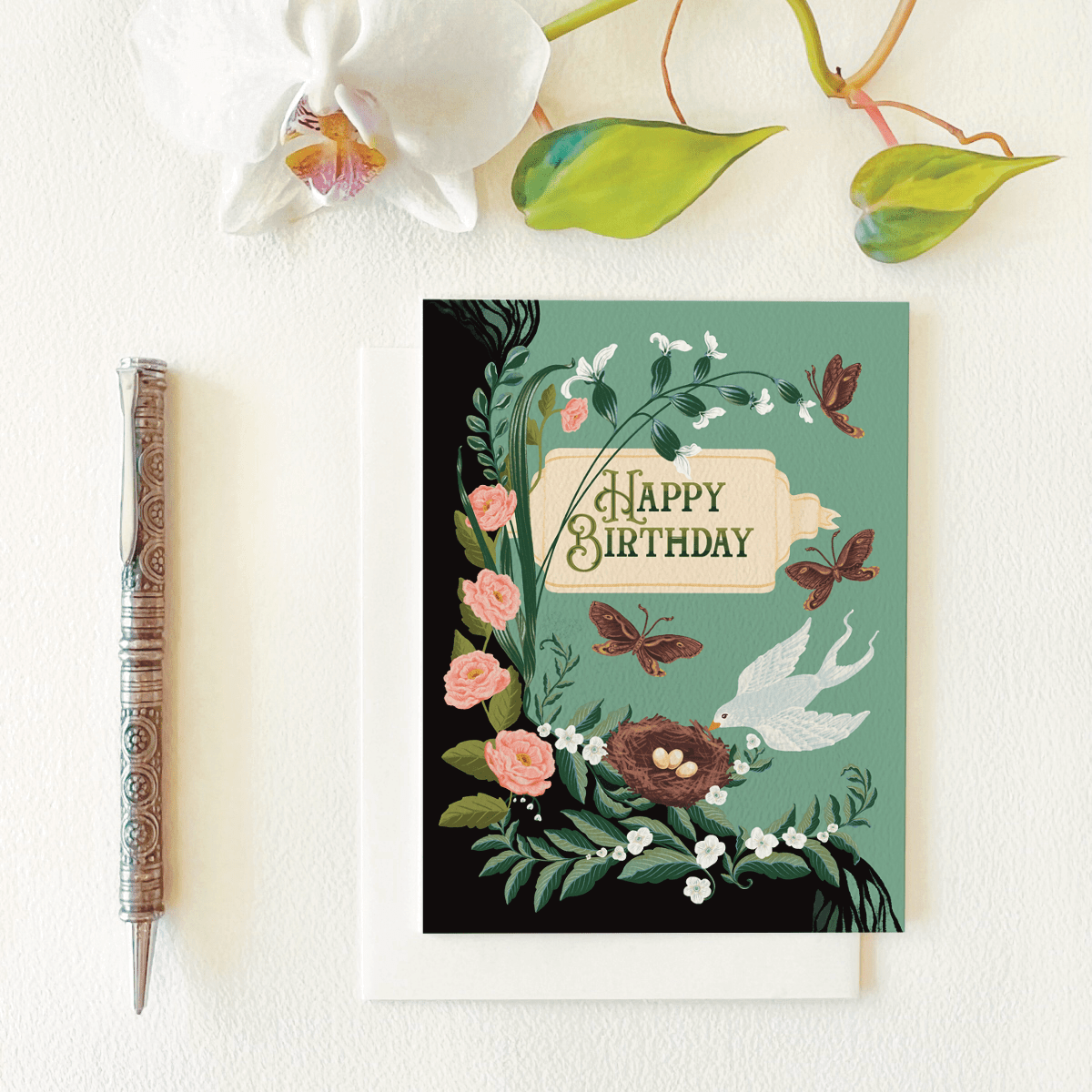 White Swallow Birthday Card - The Regal Find