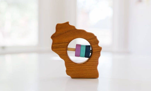 Wisconsin State Wooden Baby Rattle - Customize Your Colors - The Regal Find