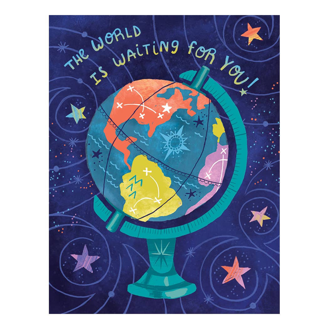 World Is Waiting Graduation Card: Card with Envelope and Cello Jacket - The Regal Find