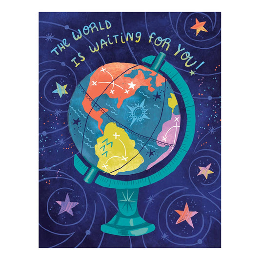 World Is Waiting Graduation Card: Card with Envelope and Cello Jacket - The Regal Find