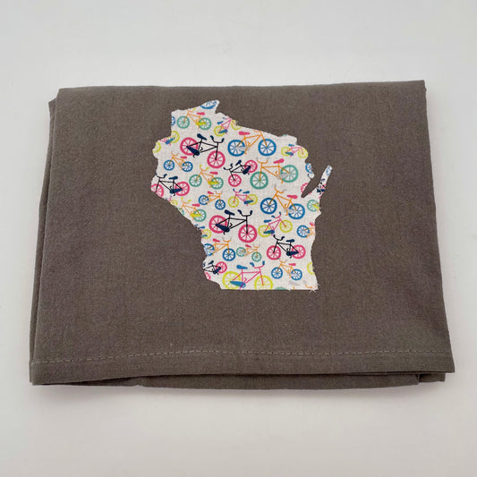 Wisconsin Bikes Silhouette Dish Towel