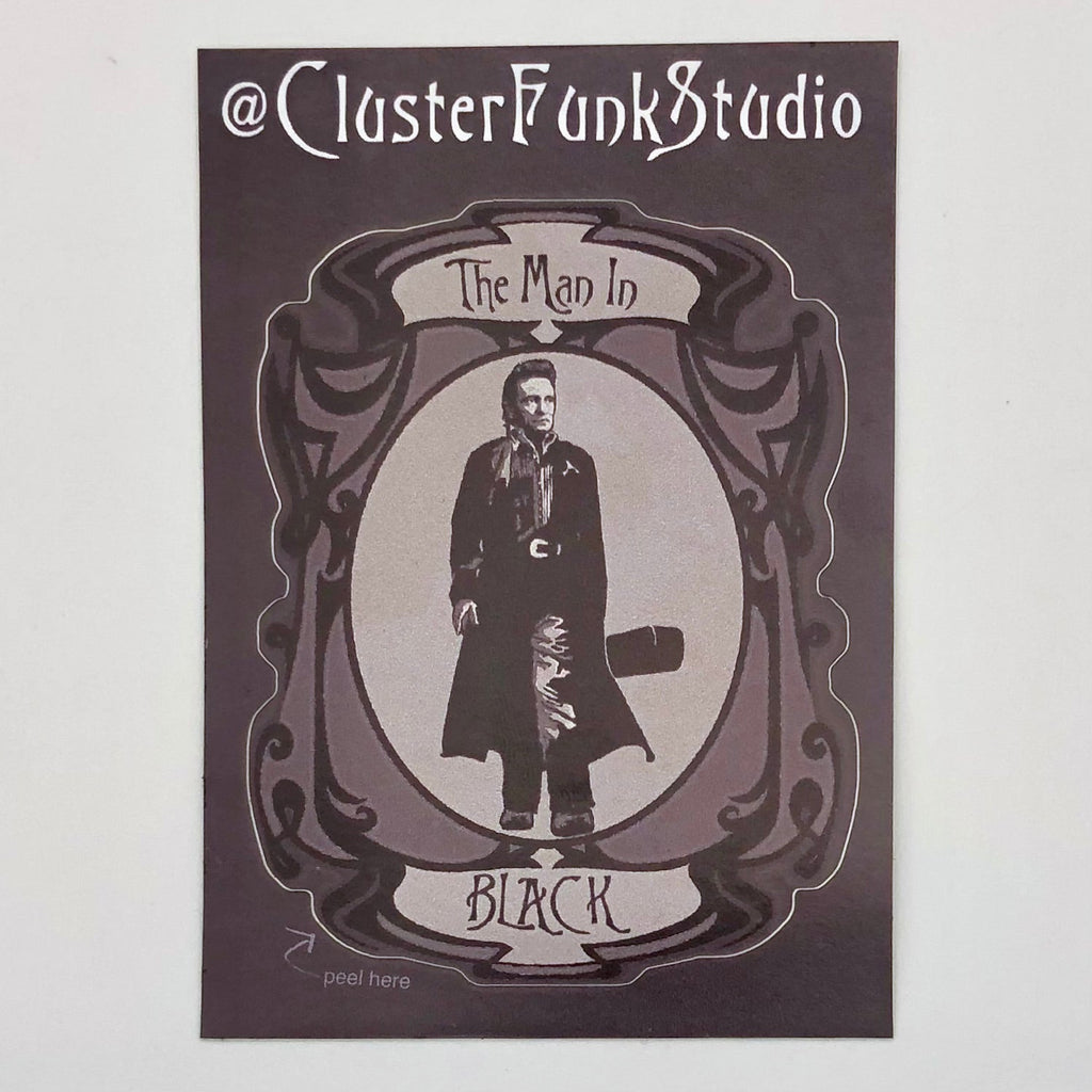 Art Nouveau Johnny Cash Saint Card Stickers - The Regal Find