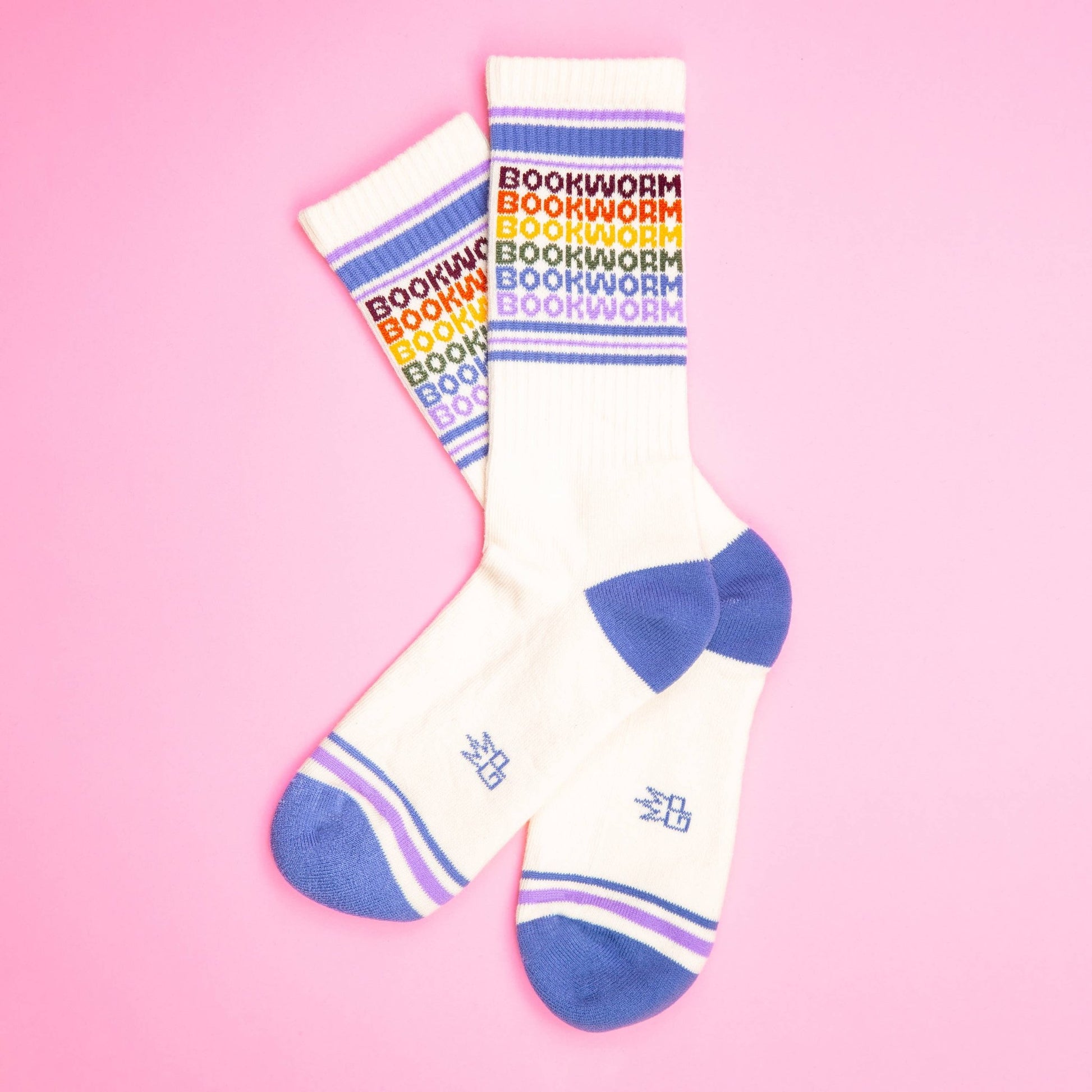 Bookworm - Vintage Rainbow repeat Gym Crew Socks - The Regal Find