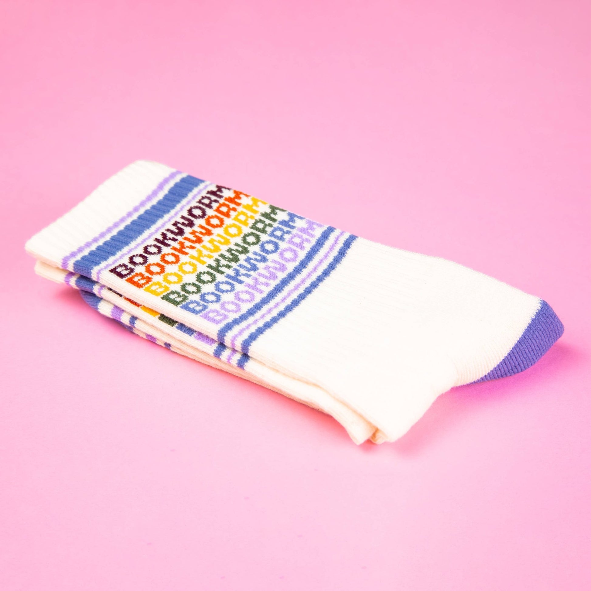 Bookworm - Vintage Rainbow repeat Gym Crew Socks - The Regal Find